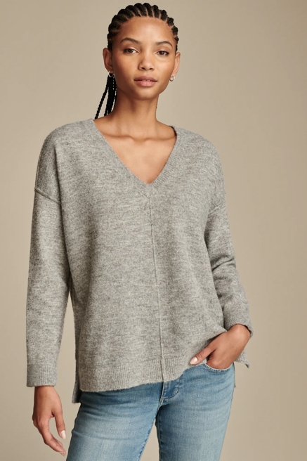 Oversized Seamed V-Neck Sweater, image 1
