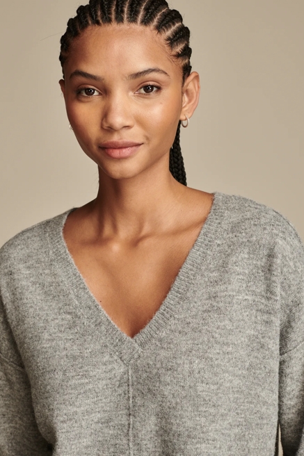 Oversized Seamed V-Neck Sweater, image 2