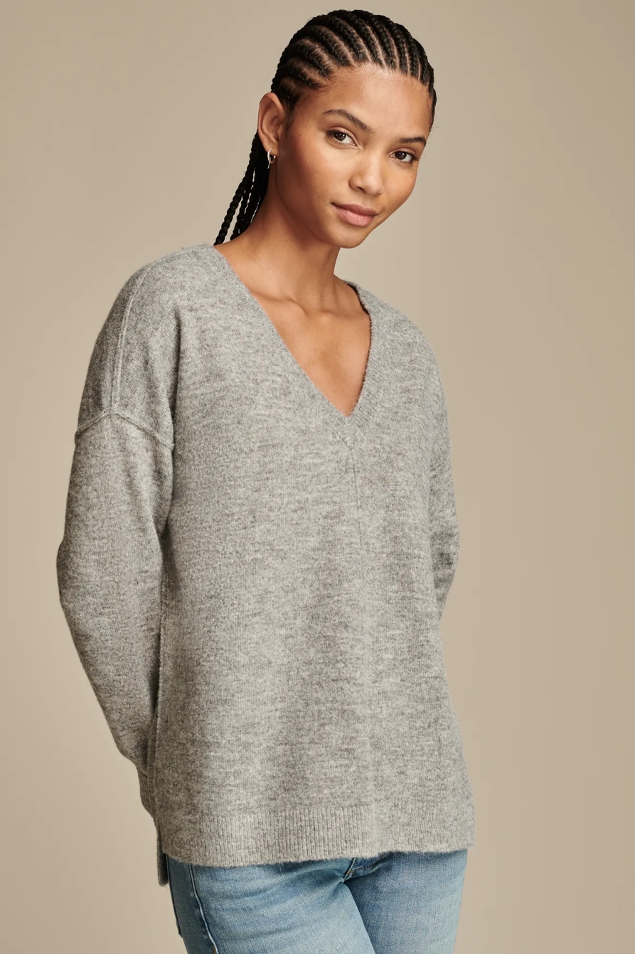 Oversized Seamed V-Neck Sweater, image 3