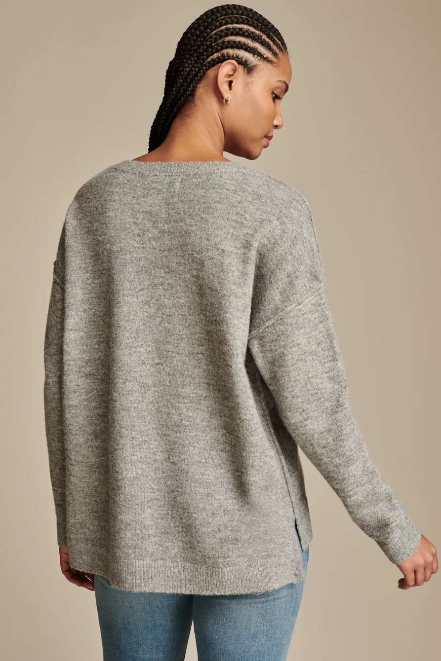 Oversized Seamed V-Neck Sweater, image 4