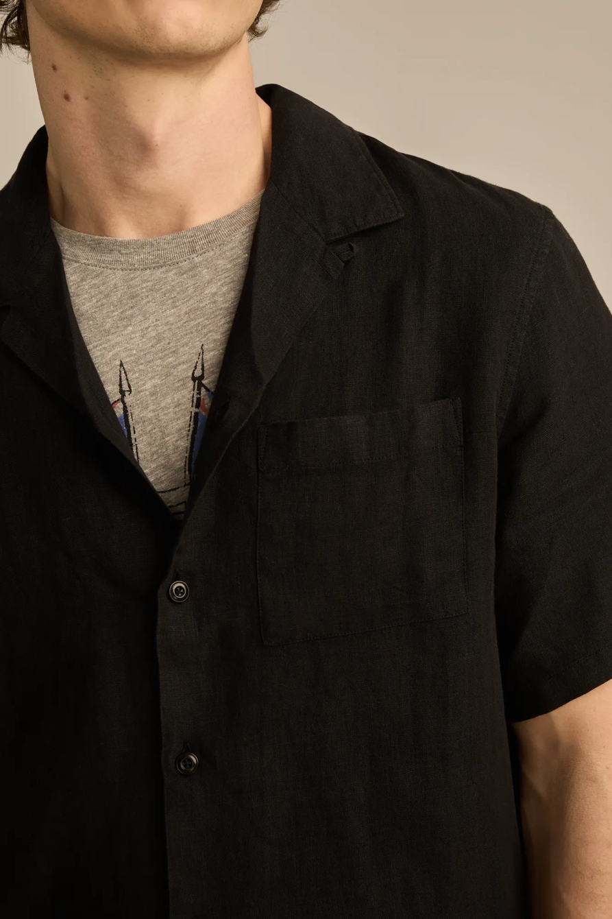 SHORT SLEEVE LINEN CAMP COLLAR SHIRT, image 2