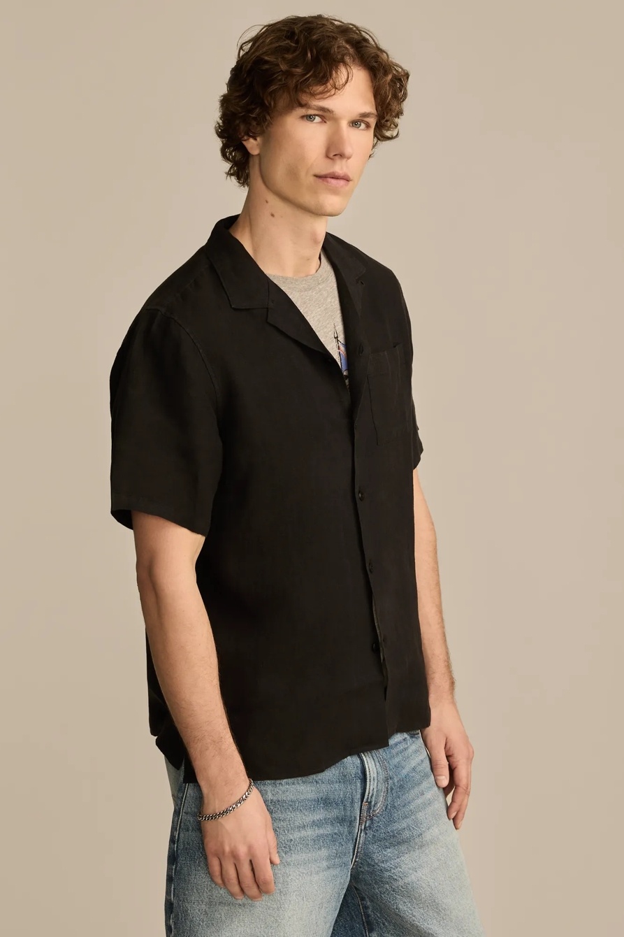 SHORT SLEEVE LINEN CAMP COLLAR SHIRT, image 3