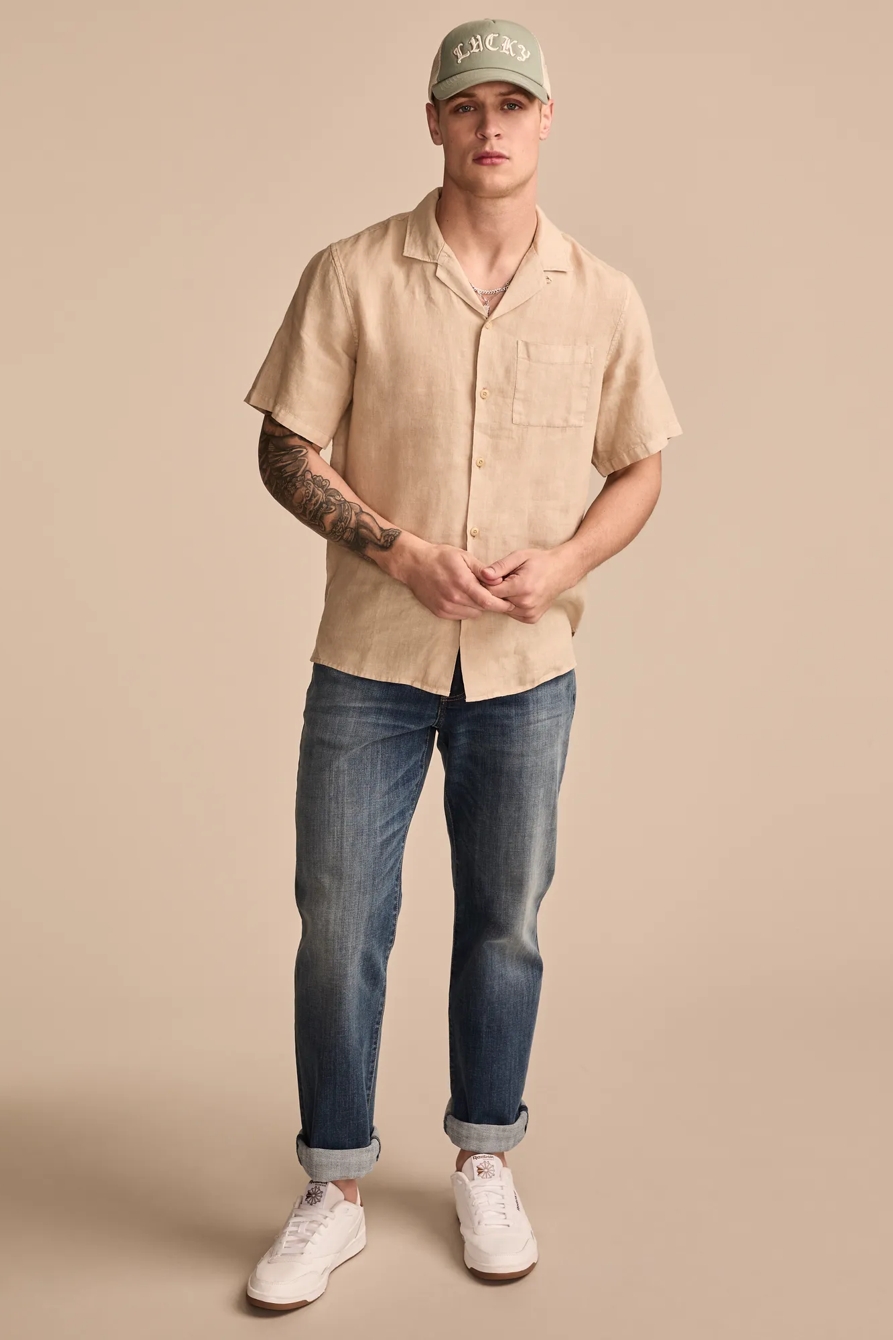 SHORT SLEEVE LINEN CAMP COLLAR SHIRT, image 3
