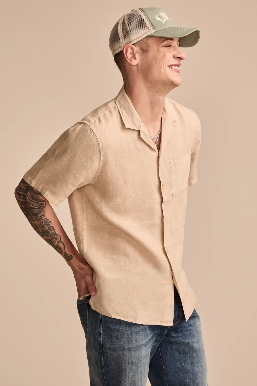 SHORT SLEEVE LINEN CAMP COLLAR SHIRT, image 4