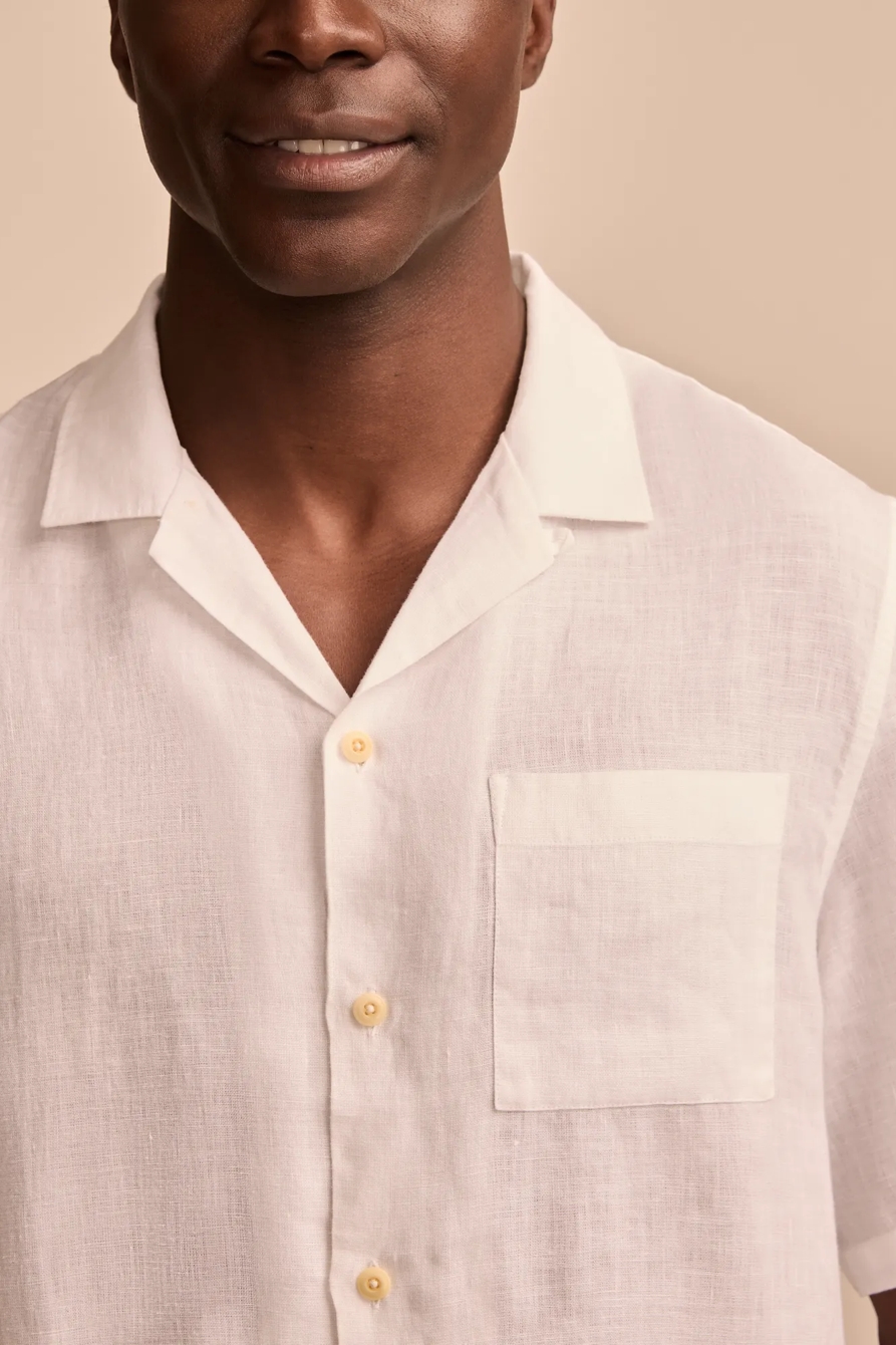 SHORT SLEEVE LINEN CAMP COLLAR SHIRT, image 2
