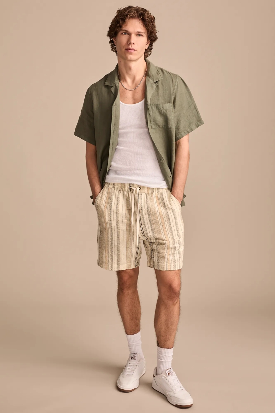 SHORT SLEEVE LINEN CAMP COLLAR SHIRT, image 3