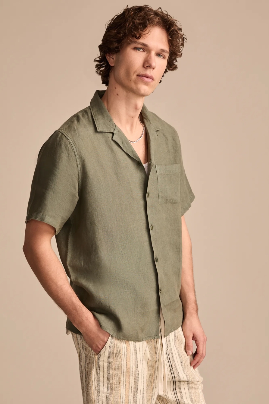 SHORT SLEEVE LINEN CAMP COLLAR SHIRT, image 4