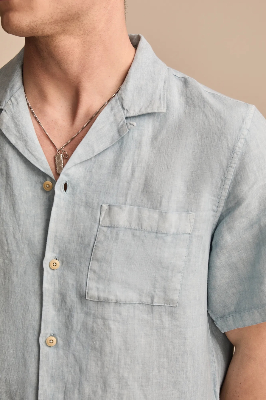 SHORT SLEEVE LINEN CAMP COLLAR SHIRT, image 2