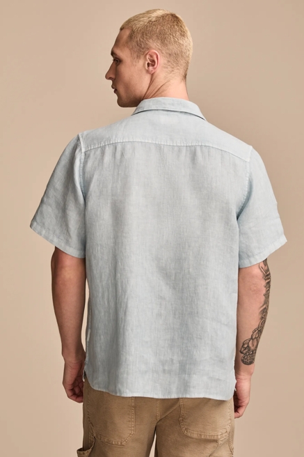 SHORT SLEEVE LINEN CAMP COLLAR SHIRT, image 3