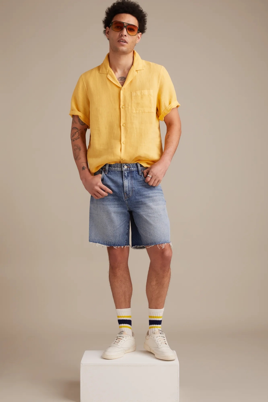 SHORT SLEEVE LINEN CAMP COLLAR SHIRT, image 3