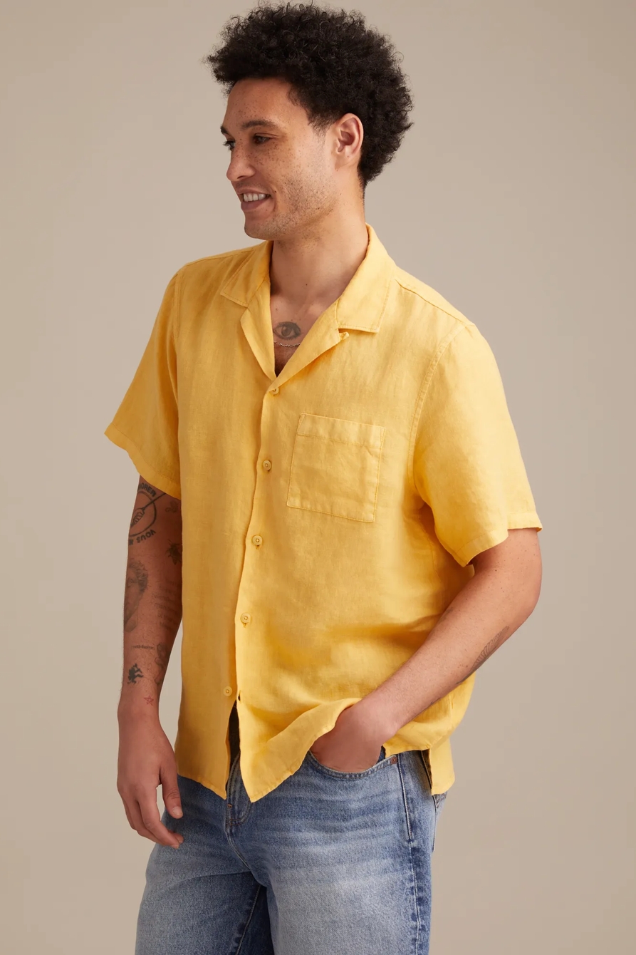 SHORT SLEEVE LINEN CAMP COLLAR SHIRT, image 4