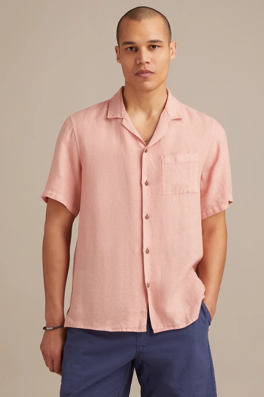 SHORT SLEEVE LINEN CAMP COLLAR SHIRT, image 2