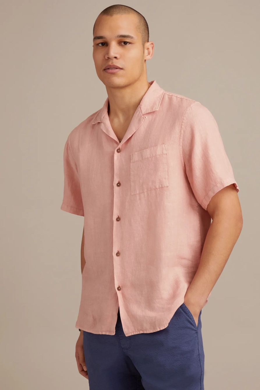 SHORT SLEEVE LINEN CAMP COLLAR SHIRT, image 3