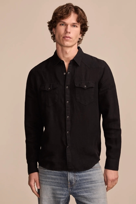 LINEN WESTERN LONG SLEEVE SHIRT, image 1