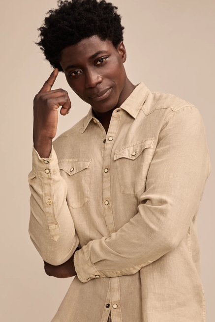 LINEN WESTERN LONG SLEEVE SHIRT, image 2