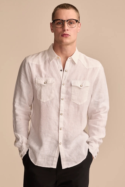 LINEN WESTERN LONG SLEEVE SHIRT, image 1