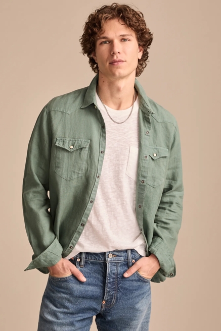LINEN WESTERN LONG SLEEVE SHIRT, image 3