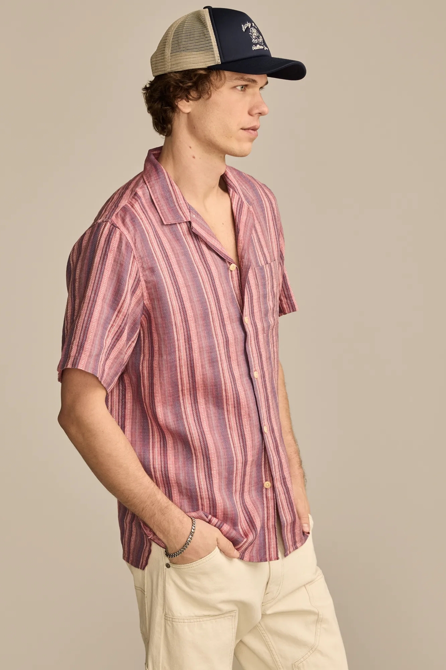 SHORT SLEEVE LINEN CAMP COLLAR SHIRT, image 3