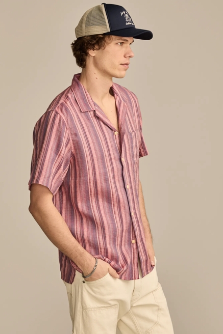 SHORT SLEEVE LINEN CAMP COLLAR SHIRT, image 3