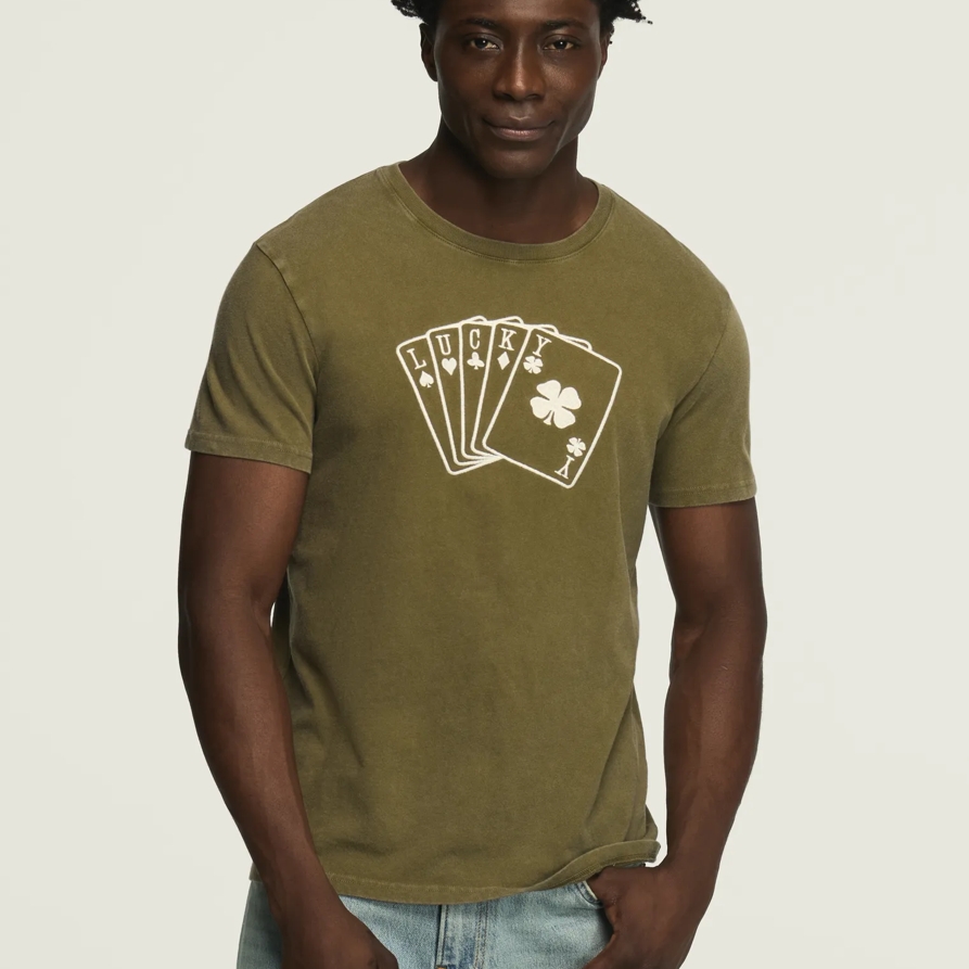 Lucky Brand Lucky You Tee - Men's Clothing Tops Shirts Tee Graphic T Shirts in Burnt Olive