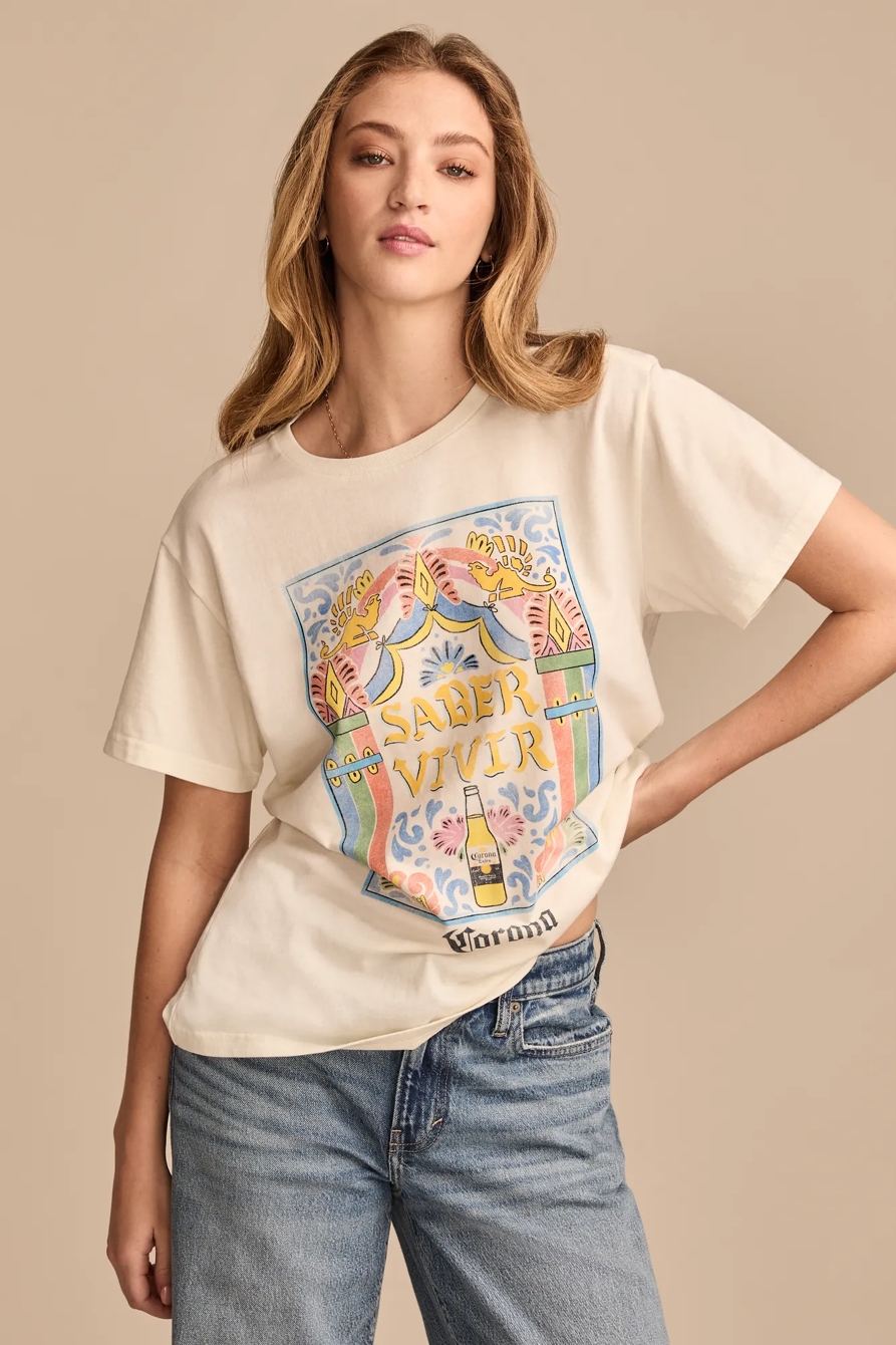 CORONA KNOW HOW TO LIVE BOYFRIEND TEE, image 1