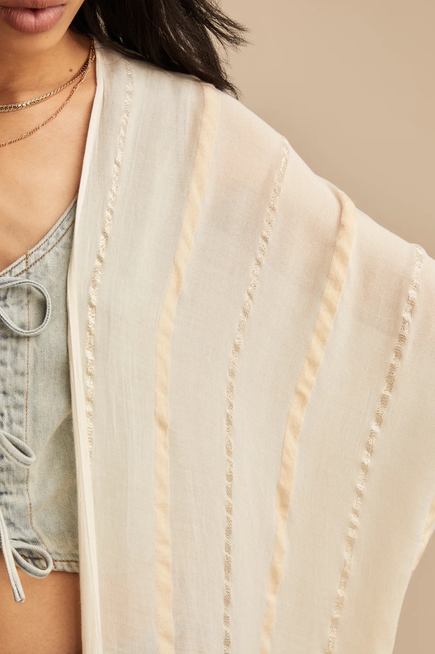 RUFFLE HEM LUREX KIMONO, image 6