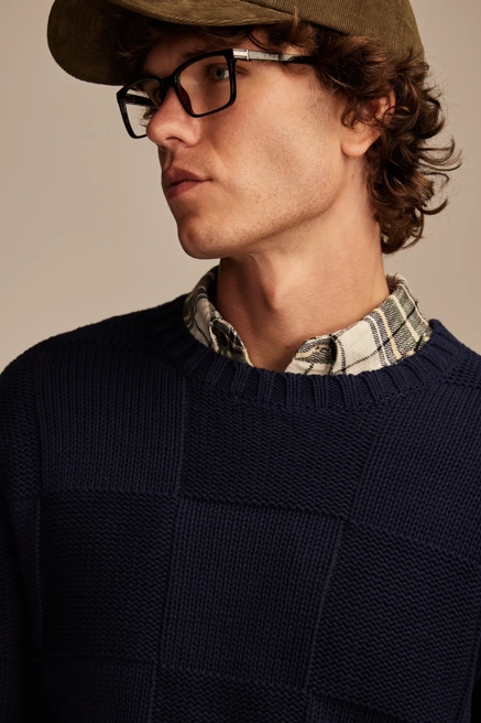 CHECK STITCH CREW NECK SWEATER, image 2