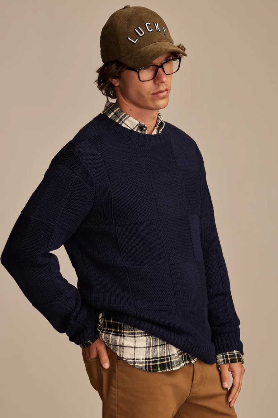 CHECK STITCH CREW NECK SWEATER, image 3