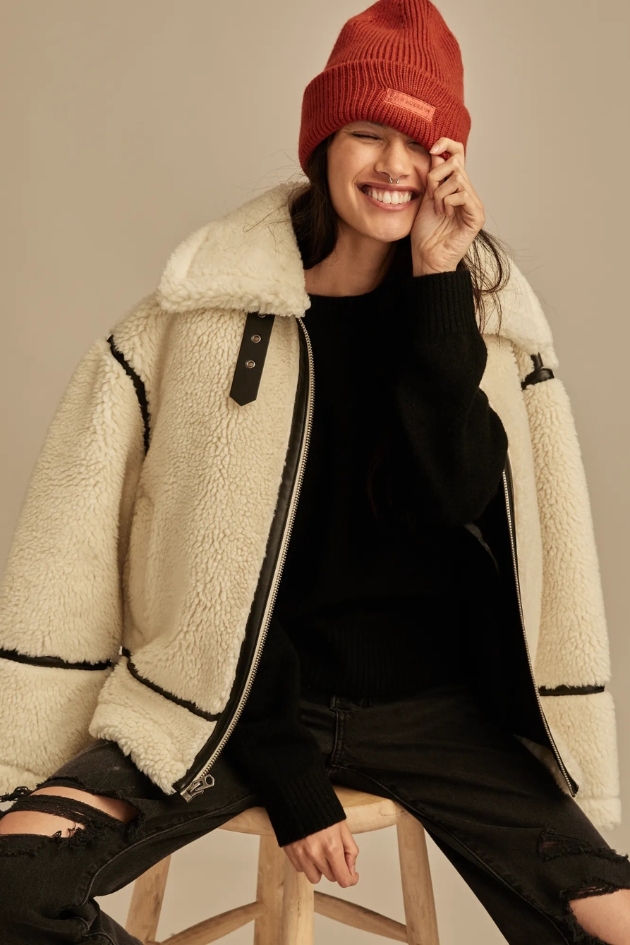 FAUX TEDDY MOTO JACKET, image 2
