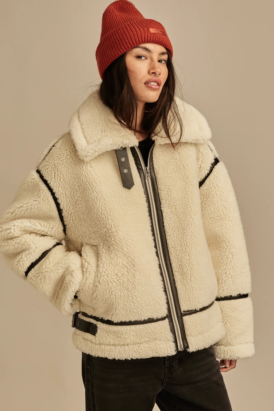 FAUX TEDDY MOTO JACKET, image 4