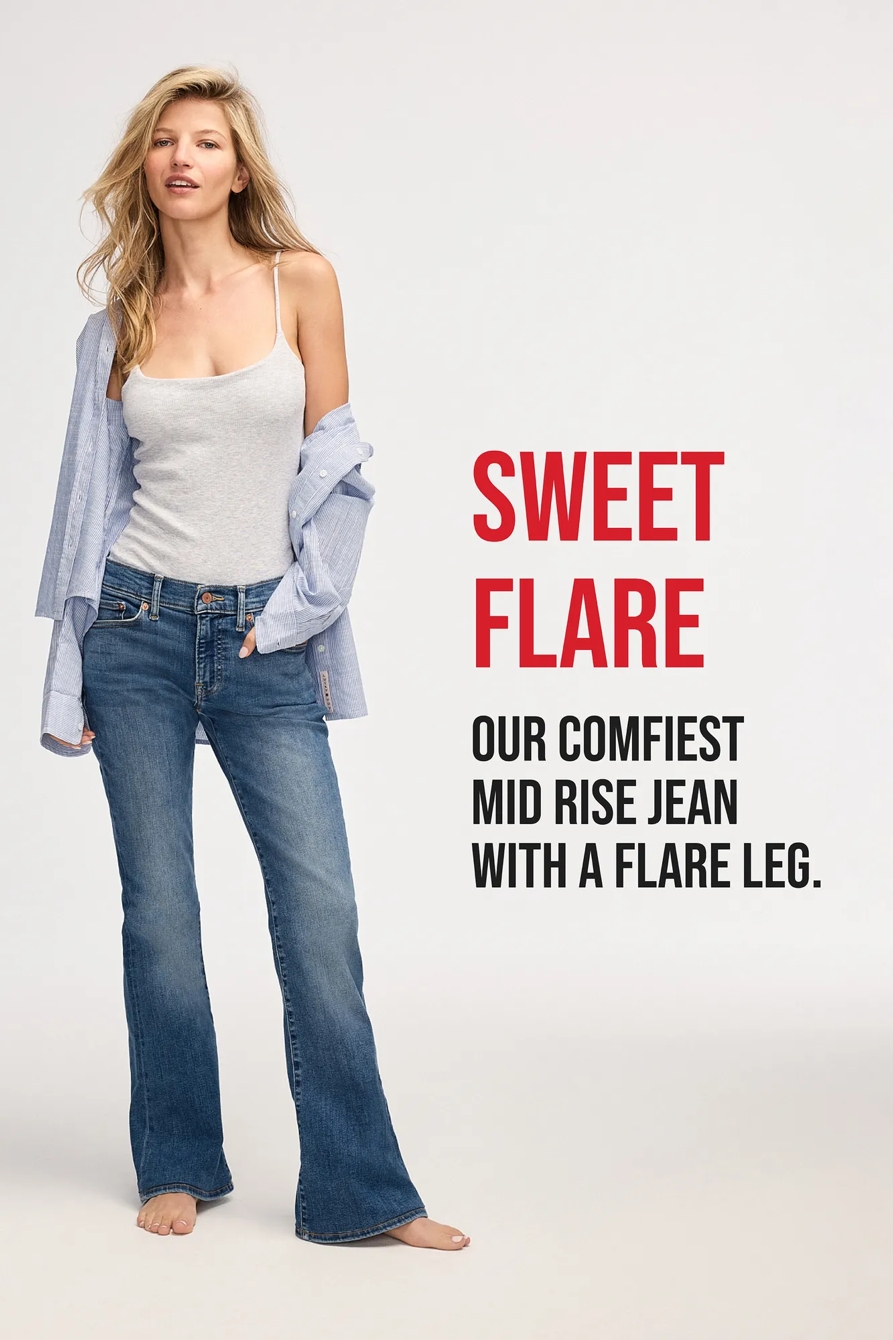 STUDDED LUCKY LEGEND MID RISE SWEET FLARE, image 8