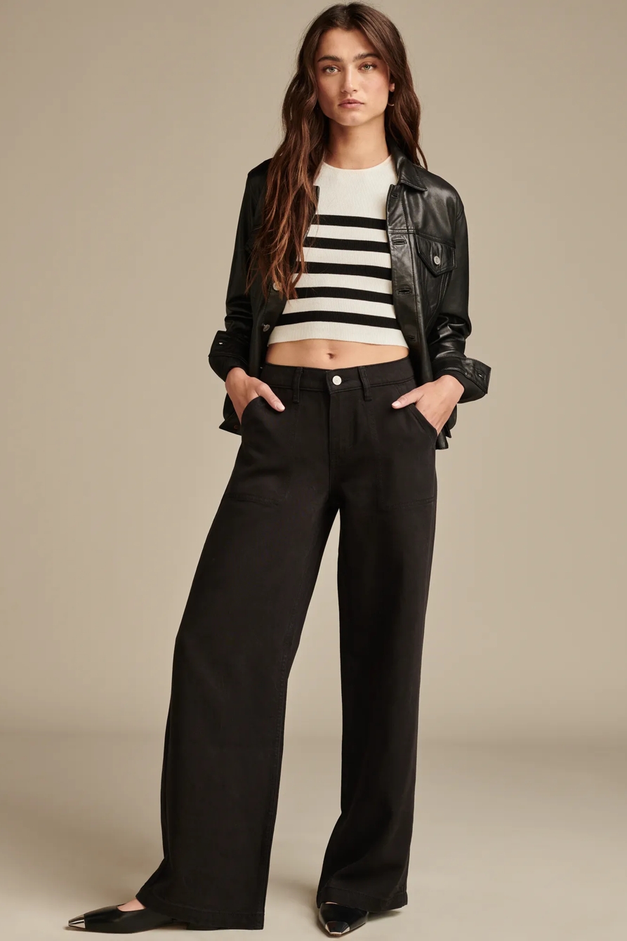 WIDE LEG LIQUID DENIM LUXE UTILITY PANT, image 1