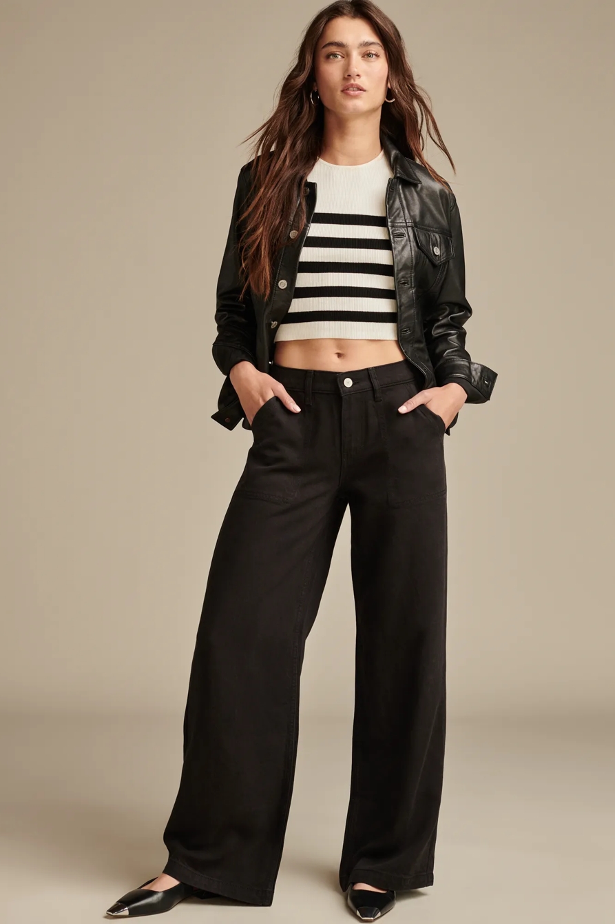 WIDE LEG LIQUID DENIM LUXE UTILITY PANT, image 3