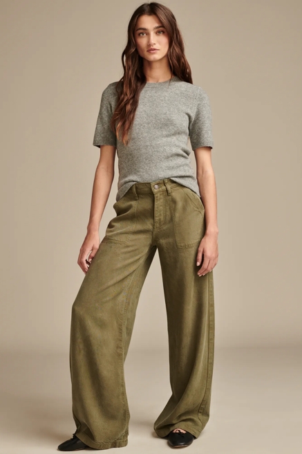 WIDE LEG LIQUID DENIM LUXE UTILITY PANT, image 1
