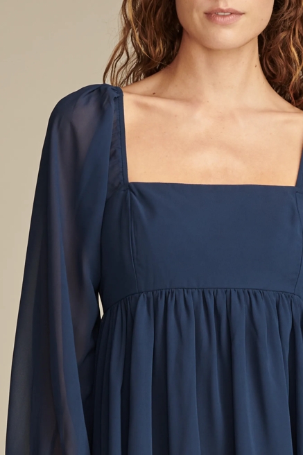 SQUARE NECK LONG SLEEVE MINI DRESS, image 3