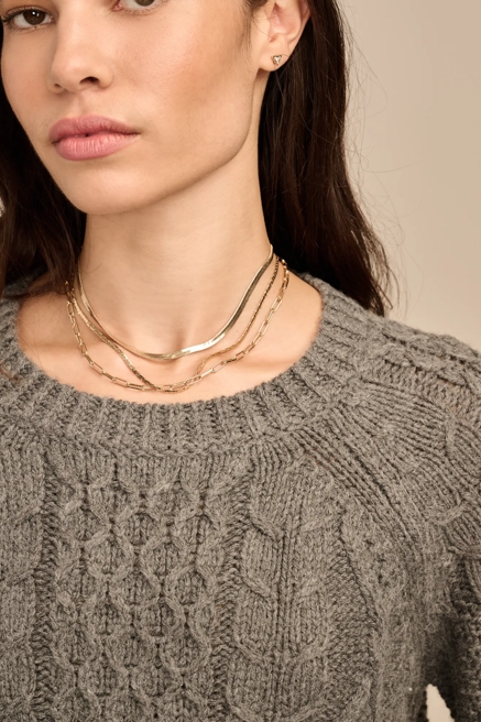 MIXED CABLE CREW PULLOVER SWEATER, image 2