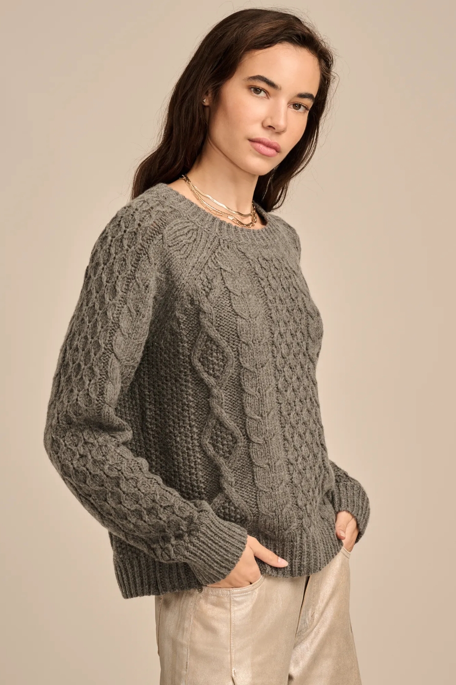 MIXED CABLE CREW PULLOVER SWEATER, image 3