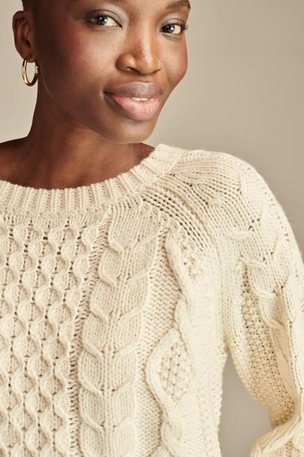 MIXED CABLE CREW PULLOVER SWEATER, image 2