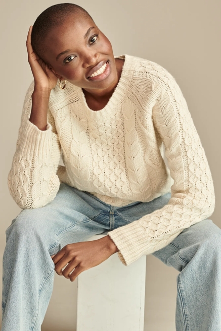 MIXED CABLE CREW PULLOVER SWEATER, image 3