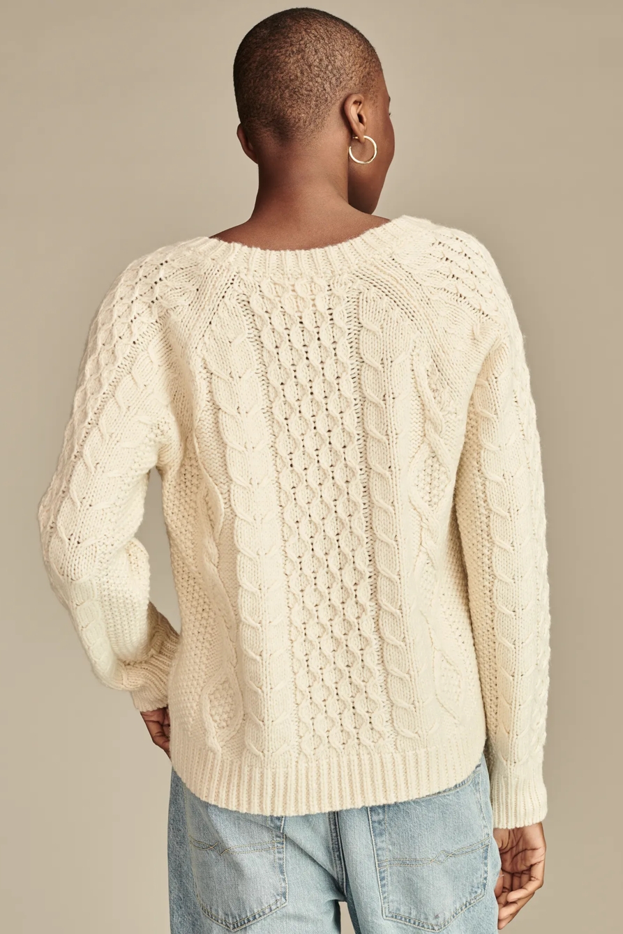 MIXED CABLE CREW PULLOVER SWEATER, image 5