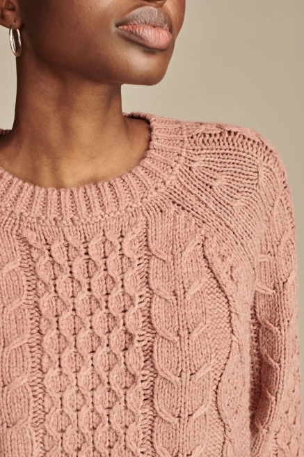 MIXED CABLE CREW PULLOVER SWEATER, image 2