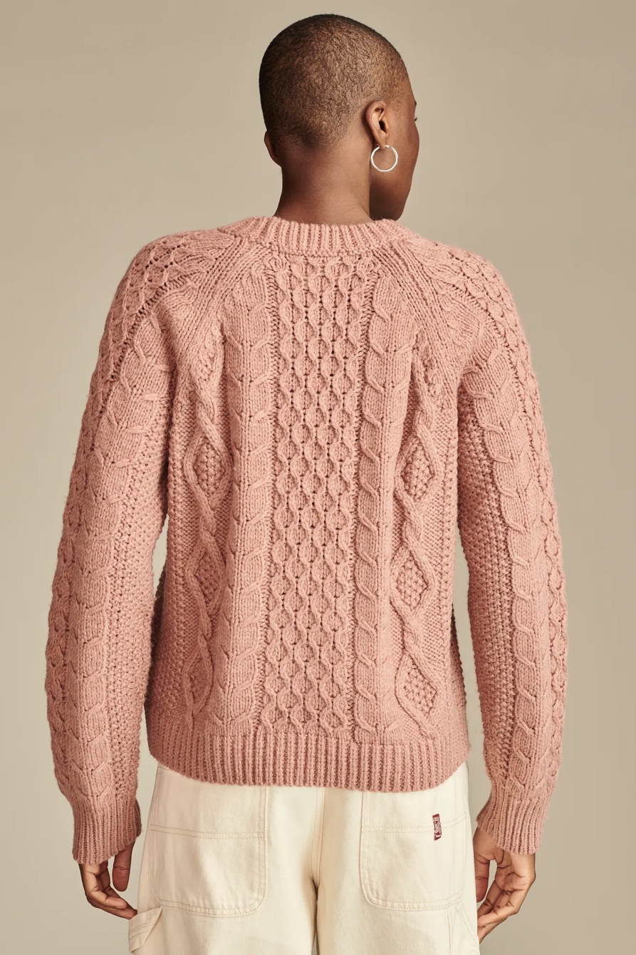 MIXED CABLE CREW PULLOVER SWEATER, image 4