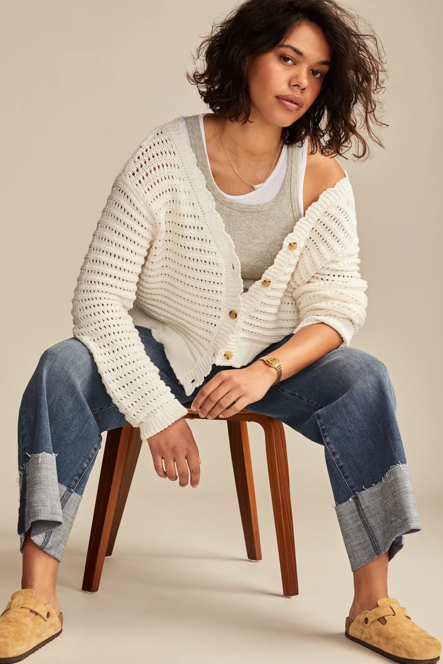 SCALLOP POINTELLE CARDIGAN, image 2
