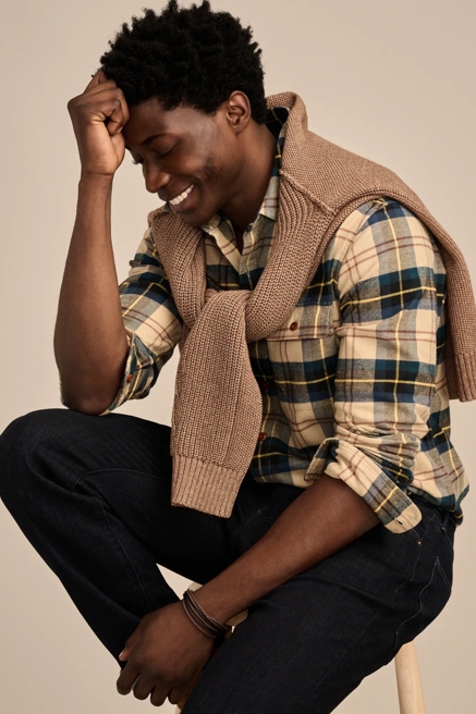 BRUSHED TWILL PLAID LONG SLEEVE UTILITY SHIRT, image 1