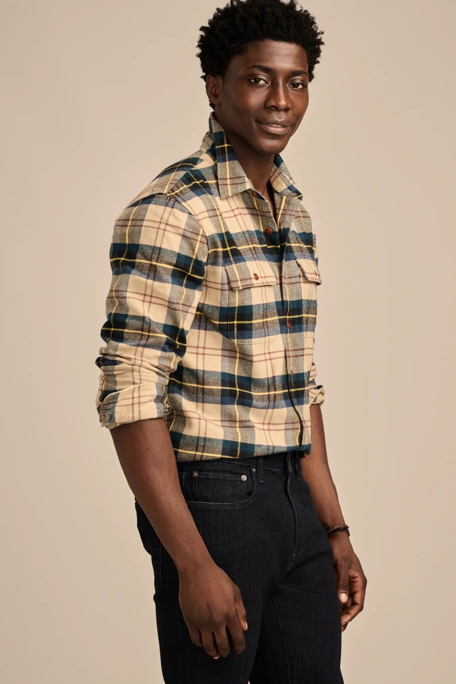 BRUSHED TWILL PLAID LONG SLEEVE UTILITY SHIRT, image 3