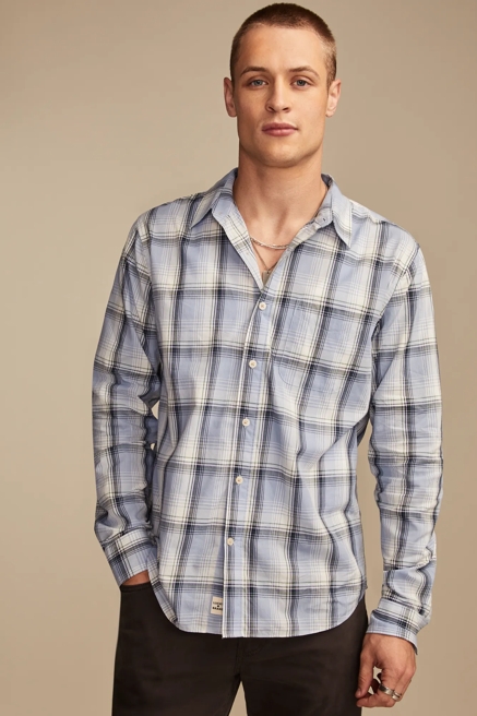 PLAID ONE POCKET POPLIN LONG SLEEVE SHIRT, image 2