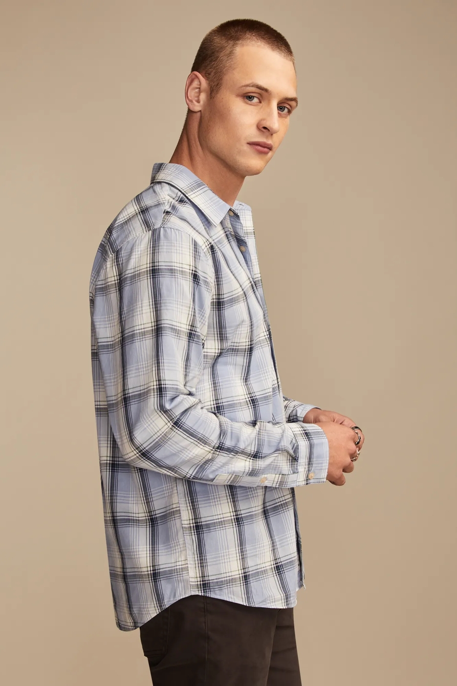 PLAID ONE POCKET POPLIN LONG SLEEVE SHIRT, image 4