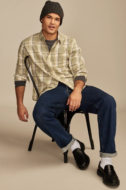 PLAID ONE POCKET POPLIN LONG SLEEVE SHIRT, image 1