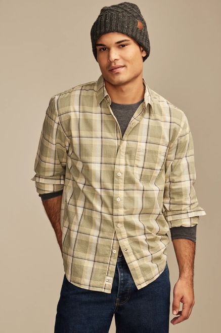 PLAID ONE POCKET POPLIN LONG SLEEVE SHIRT, image 2