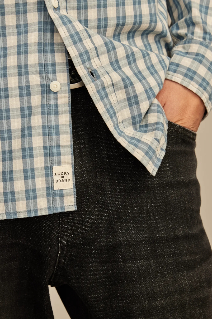 PLAID ONE POCKET POPLIN LONG SLEEVE SHIRT, image 2